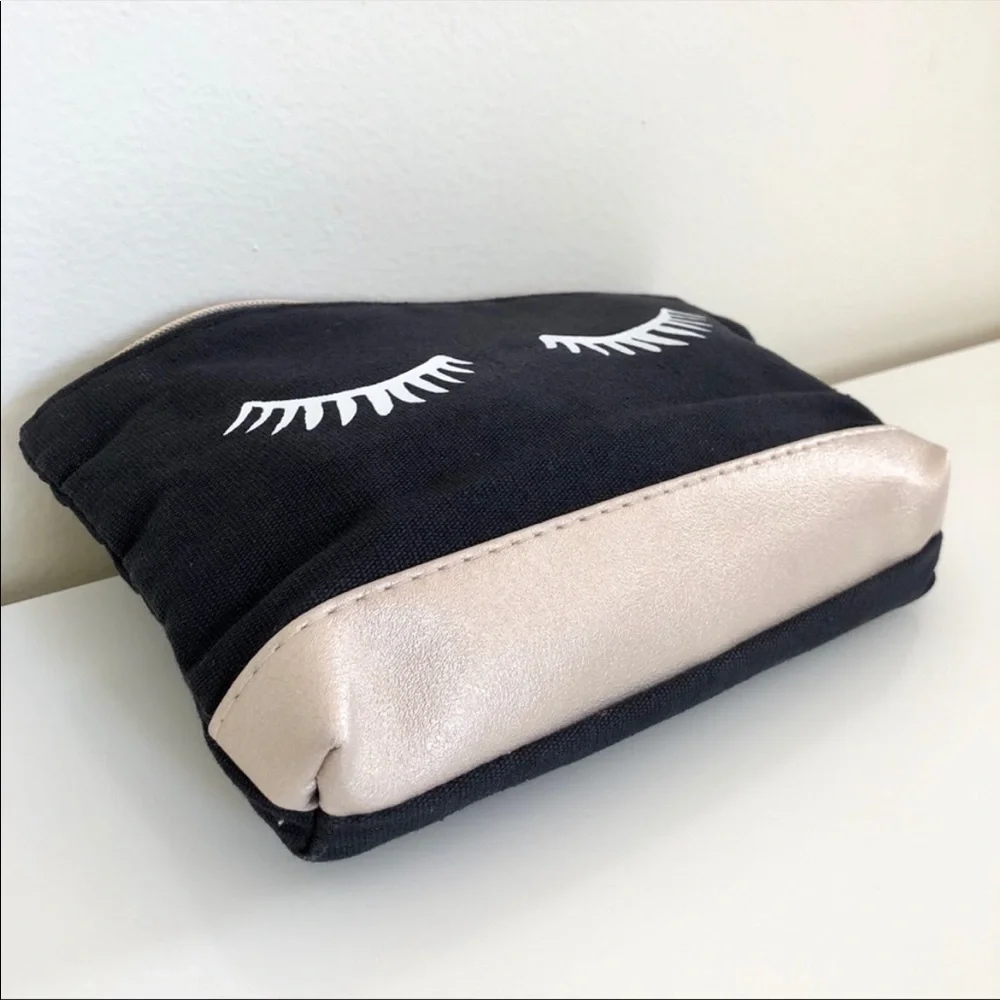 Ipsy Black & Gold Small Zip Up Makeup Cosmetic Bag